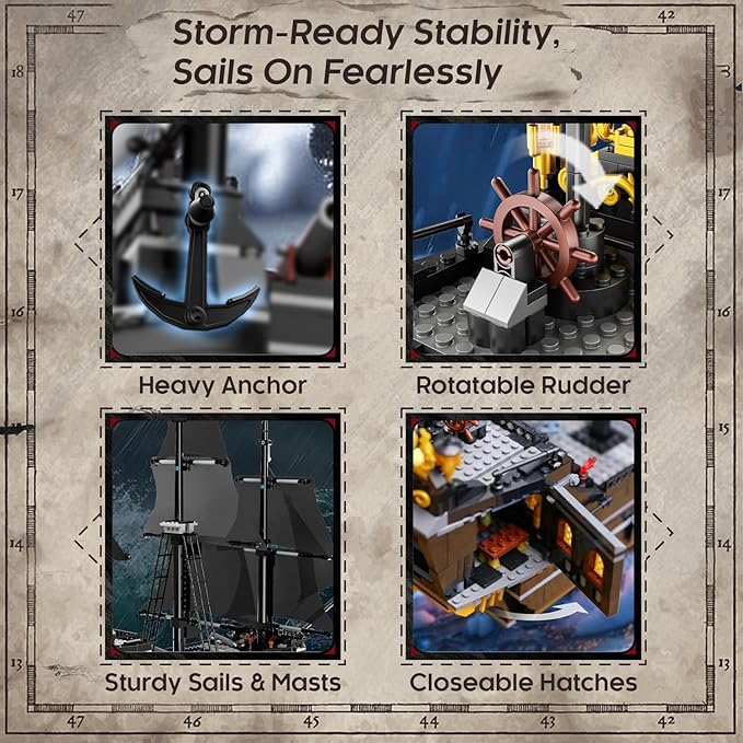 Pirate Ship Building Kit Black Pearl Caribbean Pirate Ship Mini Building Block Sets for Adults Pirate Ship Toys Gift for Kids Boys 8-12 Not Compatible with Lego Pirate Ship Set 1424 PCS