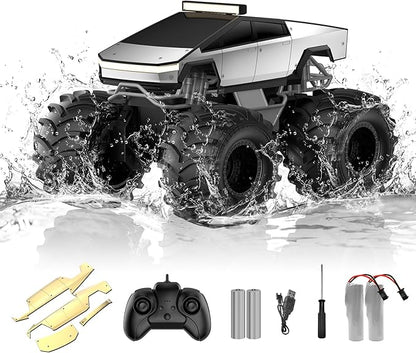 Amphibious Remote Control Car 1:18 Monster Truck Toys for Boys RC Cars 2.4 GHz Waterproof RC Trucks 4WD All Terrain Off-Road Pickup Kids Christmas Birthday Gifts Present Boys Girls Toys Ages 6+
