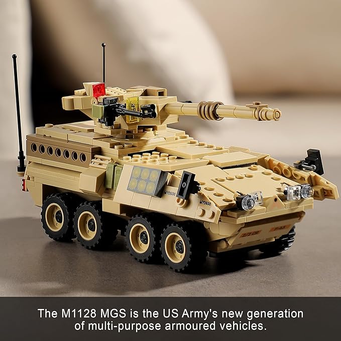 Boxer &amp Stryker Military Vehicles Building Sets Compatible with Lego Armored Tank Model Kit for Kids Great Army Toys for Boys Kids Teens Ages 8+