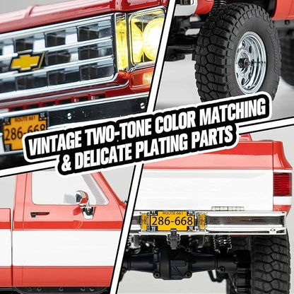 EAZYRC FMS 1/18 FCX18 Chevy K10 RC Crawler RTR with License Red RC Pickup Truck 4x4 Chevy Hobby Grade 2-Speed Transmission Monster Truck for Adults with Led Light (red)