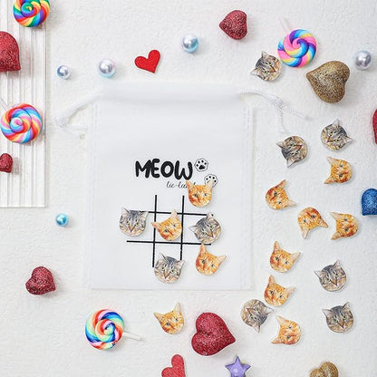 Sotiff 36 Set Tic Tac Toe Games Bulk for Kids Cat Party Favors Cat Tic Tac Toe with Bag Kitty Birthday Party Gifts Classroom Exchange Gifts Outdoor Indoor Activities Easter Basket Fillers