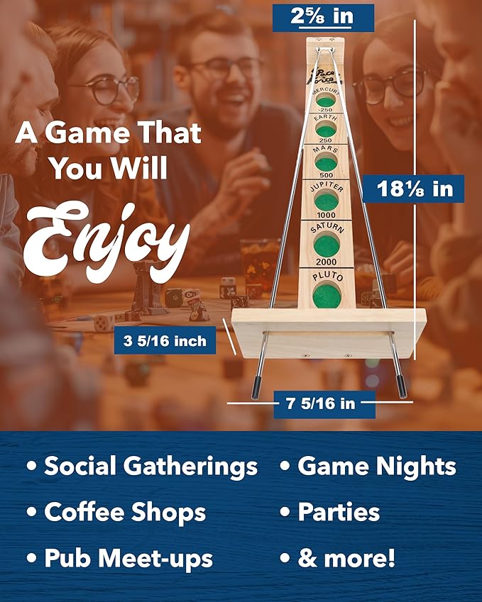 WE Games Shoot the Moon Game (20 Count) Large 18 inch Size Solid Natural Wood Retro Games for Adults Classic Table Top Board Game