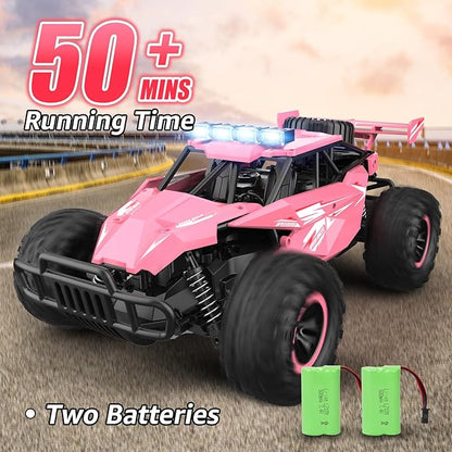 kolegend Remote Control Car for Girls 50+min Monster Trucks 20km/h 1:12 Scale 13 Inch All Terrains RC Truck with Flashing Chassis Lights Gift Toys for Girls Kids Boys