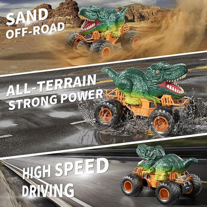 Bennol Remote Control Dinosaur Car Toys for Kids Boys 3-5 4-7 2.4GHz RC Dino Car Toys with Light Sound &amp Spray Indoor Outdoor All Terrain Electric RC Truck Gifts for 3 4 5 8 10 12 Boys Kids