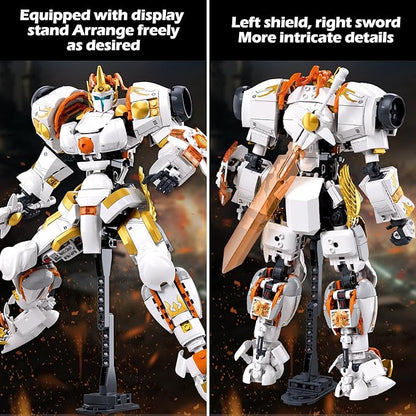 HIGH GODO Warrior Mech Robot Building Set Long Swords Shields Samurai Mech Model Kit Creative City Justice Hero Ninja Gifts for Adults Teens 14+ (695PCS)