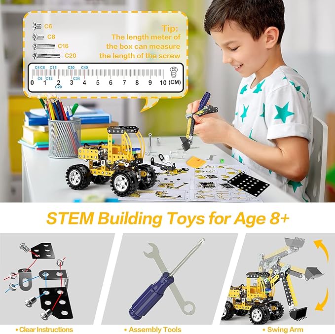Lucky Doug Stem Building Projects Toys for Kids Boys 8 9 10 11 12 Year Old Metal Building Construction Model kit Building Blocks DIY Toy