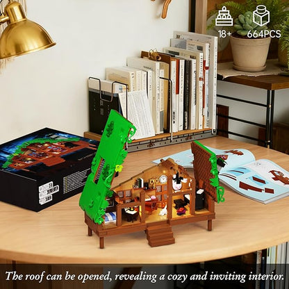 Folk Cabin Building Set Folk House Compatible with Lego Forest Cabin House Building Creative Collection Toys Mysterious Cabin ModelChristmas Birthday Gifts for Girls Adult (664 PCS)
