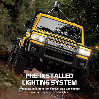 ARRIS 1/12 RC Crawler Off Road Car – MN82T 4WD Rock Climbing Truck with Remote Control Crane Hook LED Lights 2 Speed 2.4GHz Full Proportional RC Rock Crawler for Adults Gift