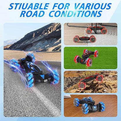 Remote Control Car Gesture Sensing RC Stunt Car 4WD Offroad for Rotating 2.4 Ghz Remote Control and Hand Controlled Twist CarsTransform RC Cars Toy Presents for Boys and Girls Age 6-13