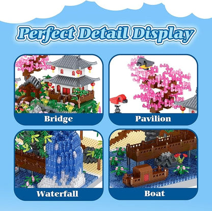 Cherry Blossom Tree Building Set Chinese Architecture Blocks Japanese Sakura House Set Bonsai Kit Sets for Adults Gift Kids Age 12+(3220 Pieces) (PBS001)