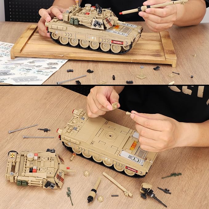 M1A2 Abrams Tank Building Set for Adults-Compatible with Lego Tank Collectible Army Model Gift Ideal for Military Enthusiasts (1002 PCS)