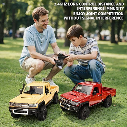 RC Rock Crawler 1/12 RC Crawler Off Road RC Truck 4x4 with 2.4GHz Remote Control 280 Brushed Motor All Terrain Rremote Control Truck RTR Proportional Throttle Steering MN-82（Yellow）