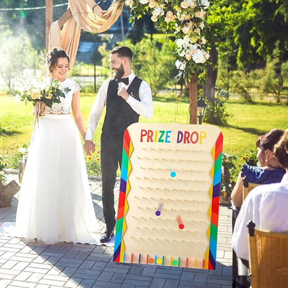 Blosssound 41.3 x 29.5 Extra Large Prize Drop Board Game Family Foldable Wood Disk Drop Game with 24 Colored Wooden Discs for Party Show Carnival Activity (Classic Style)