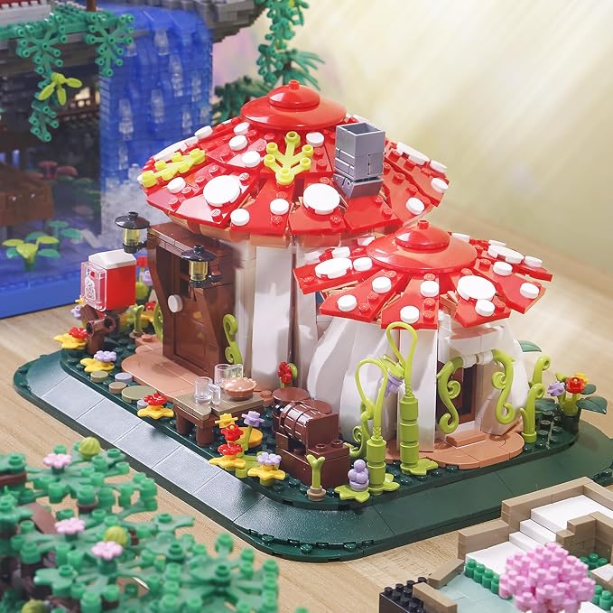 Mushroom House Building Blocks Sets(1126PCS)Creative Ideals Treehouse Building Blocks Best Present for 6+ Adults