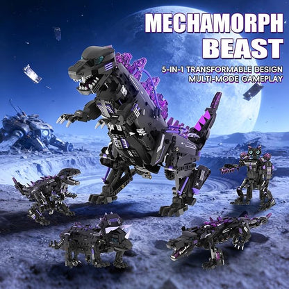 5 in 1 STEM Robot Building Blocks Sets APP &amp Remote Control Robotic Kits 5 in 1 Tyrannosaurus Rex/Triceratops/Monster/Crocodile/Robot Toys Creative Model Gift for Adults Teens 953 PCS