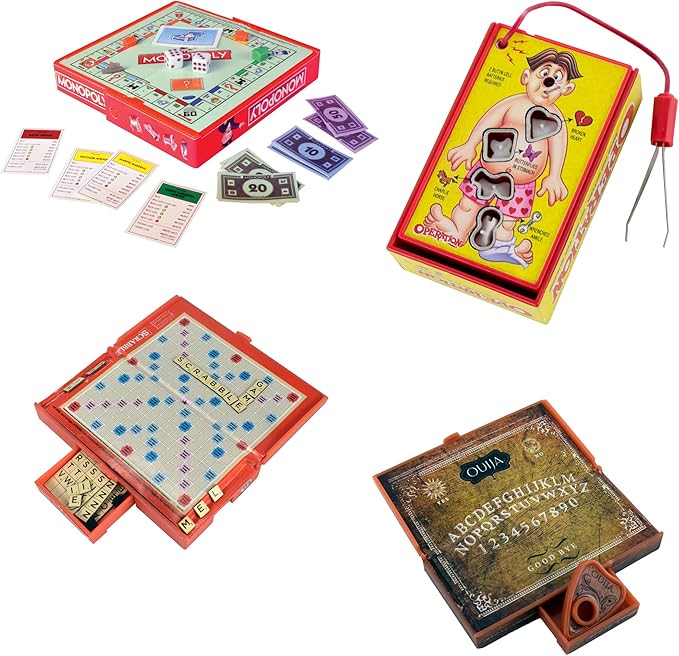 World's Smallest Mini Board Games Bundle Set of 4 - Monopoly - Scrabble - Operation - Ouija