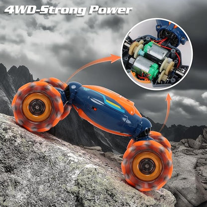 Gesture Sensing RC Stunt Car - Boys Girls Toys Age 6-8-12 4WD Hand Controlled Remote Control Twist Car with Light &amp MusicCool Birthday presents and Ideas Gifts for Kids Age 6 7 8 9 10 11 12 Year