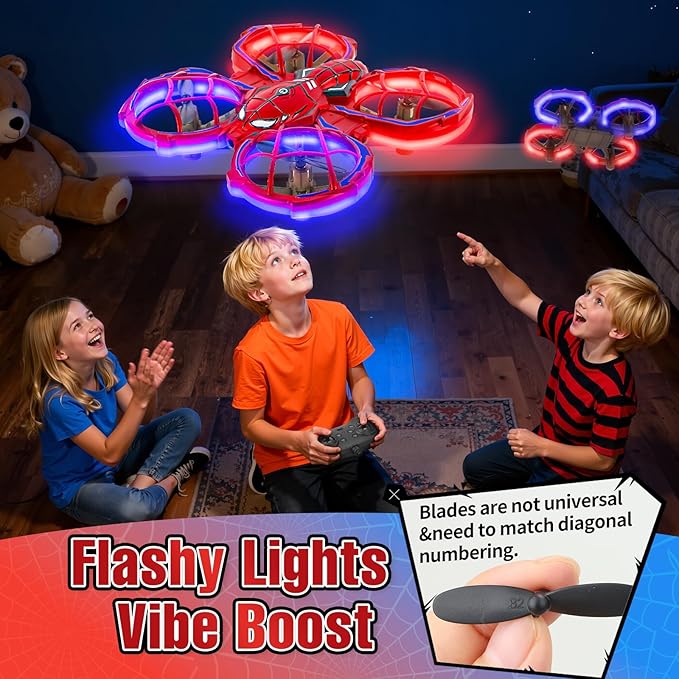 Spider Drones for Kids 8-12: Stunt Drone 5D Obstacle Avoidance RC Quadcopter 3D Flips Auto Hovering LED Lights Indoor Outdoor Remote Control Helicopter for Boys Girls Adults