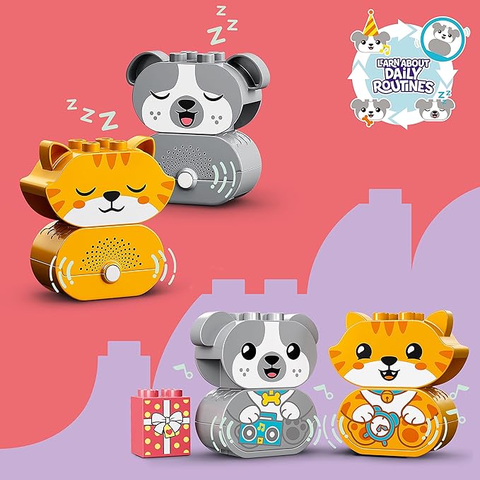 LEGO DUPLO My First Puppy &amp Kitten with Sounds 10977 Pet Animal Toys for Toddlers 1 .5-3 Years Old Early Development Set with Large Bricks