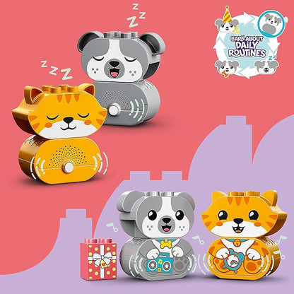 LEGO DUPLO My First Puppy &amp Kitten with Sounds 10977 Pet Animal Toys for Toddlers 1 .5-3 Years Old Early Development Set with Large Bricks