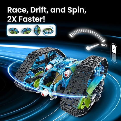Sillbird Robot Car Building Kit with Remote Control STEM Gifts for Boys Ages 8-14 Technic Coding Stunt Racer Toys for Kids Birthday Buildable 5in1 Models with 662 Pieces