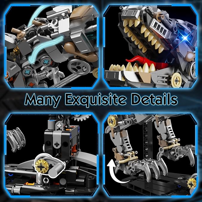 Mechanical Dinosaur Building Block Set with Light Compatible with Lego Dinosaur STEM Tyrannosaurus Model Collection Toys for Home Office Decor for Boys Adults 1268 PCS
