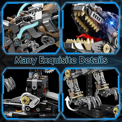 Mechanical Dinosaur Building Block Set with Light Compatible with Lego Dinosaur STEM Tyrannosaurus Model Collection Toys for Home Office Decor for Boys Adults 1268 PCS