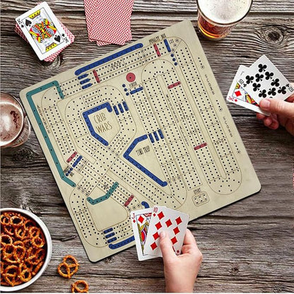 Cribbage Wars Board Game - 2026 Large Wooden Cribbage Set with Traps Classic Board Game for Family Night &amp Bar Gatherings (35 x 35cm) (Wooden)
