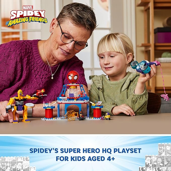 LEGO Marvel Team Spidey Web Spinner Headquarters Building Toy - Pretend Play Spidey and His Amazing Friends Toys Playset for Boys &amp Girls Ages 4+ Years - 3 Superhero Minifigures - 10794
