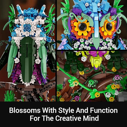 Sillbird Flower Owl Building Sets for Adults Creative Gift Ideas for Women Men Mom Her Girlfriend Wife Home Decor Display or Table Centerpieces - Buildable Floral Animals Botanical Model Collection