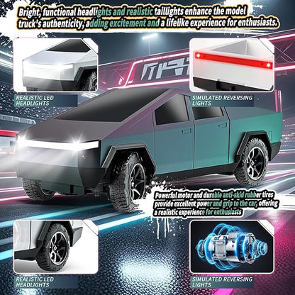 Remote Control Car All Terrain High Speed RC Pi-ckup Truck Toys with Light and Loadspace Electric Vehicle Toys for Kids and Adults Gifts for Birthday (Green Purple Color Change)