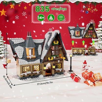 Mould King Retro Christmas Snow House Blocks Set Build a Winter Village with Family Holiday Cabin Collections Kit for Adults 2025 Xmas Decoration Gifts for 14+ and Adults 16049