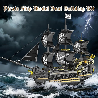Pirate Ship Building Set for Adults &amp Kids 8-12 Black Pearl Inspired Ship Model Kit with 3-Mast Sails Collectible Pirate Boat for Display Home Office Decor Birthday Easter Gift (801 PCS)