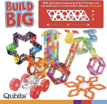 Qubits STEM Construction Set - 50 Pieces: an Open Play Engineering and Building Toy