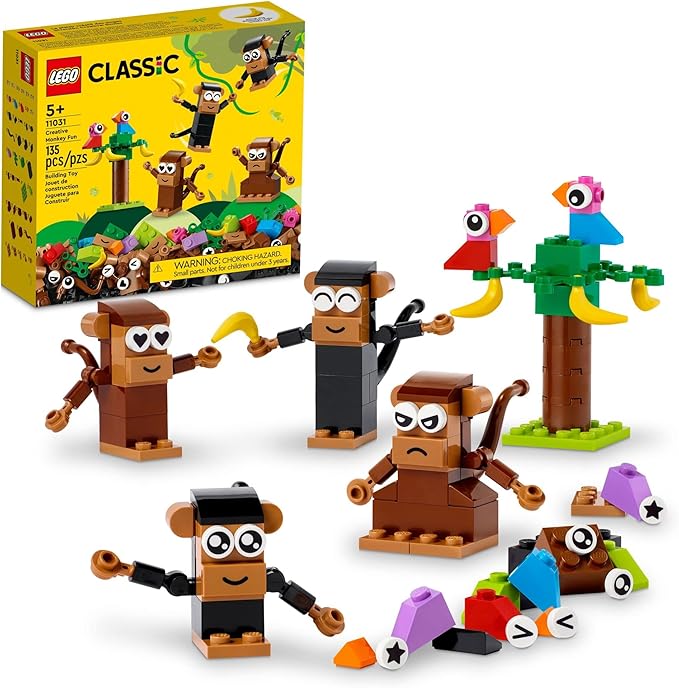 LEGO Classic Creative Monkey Fun 11031 Building Toy Set for Kids Boys and Girls Ages and Up Makes a Great Gift for Grandchildren