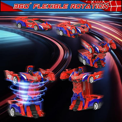 BLUEJAY Transform Rc Cars for Boys 4-7 8-12 2.4Ghz Remote Control Car 1:18 Scale Transforming Robot One-Button Deformation 360° Rotation Car Toy Gifts for Boys 3-5