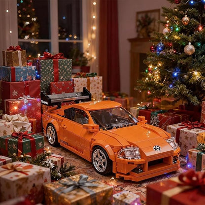 Toyota Supra Toy Car Building Blocks Car A80 Building Toy for Kids with Display Case 1:32 Scale Model Sports Car Building Set for Kids Ages 14+ &amp Racing Fans - Gift Idea for Birthdays (439 PCS)