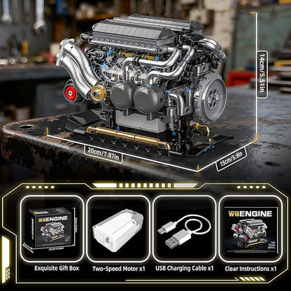 W16 Engine Building Blocks Set for Adults STEM Mini 16-Cylinder Engine Model Kit That Runs Compatible with Lego Car DIY Physical Science Experiment Toy for Teens Boys 8-14+ (801 PCS)
