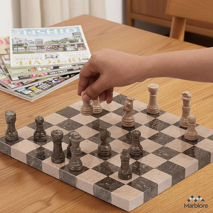 Marble Chess Set for Adults 10 Inch Handmade Verona &amp Oceanic Chess Board with 32 Pieces &amp 2 Extra Queens Luxury Travel Chess Game Elegant Gift for Women &amp Home Decor