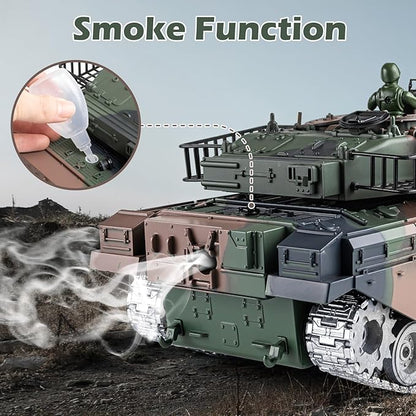 RC Tank 1:18 Alloy Metal US M60 Remote Control Army Model Toys 2.4Ghz RC Vehicle with Realistic Smoke Sound and Lights Military Tank That Shoots BBS for Adults and Kids