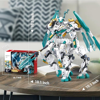Mech Building Sets 2 in 1 Transforming Dragon Warrior Building Toys for Adult and Kids Age 8 9 10 11 12 Compatible with Lego Mech Set 731 PCS
