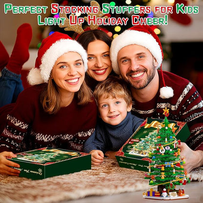 Christmas Tree Building Block Set with Light Kit Building Toy Compatible with Christmas Sets Xmas Tree Holiday Decoration for Kids Ages 8-14 Stocking Stuffer Gift for Boy Girl Adults (661PCS)