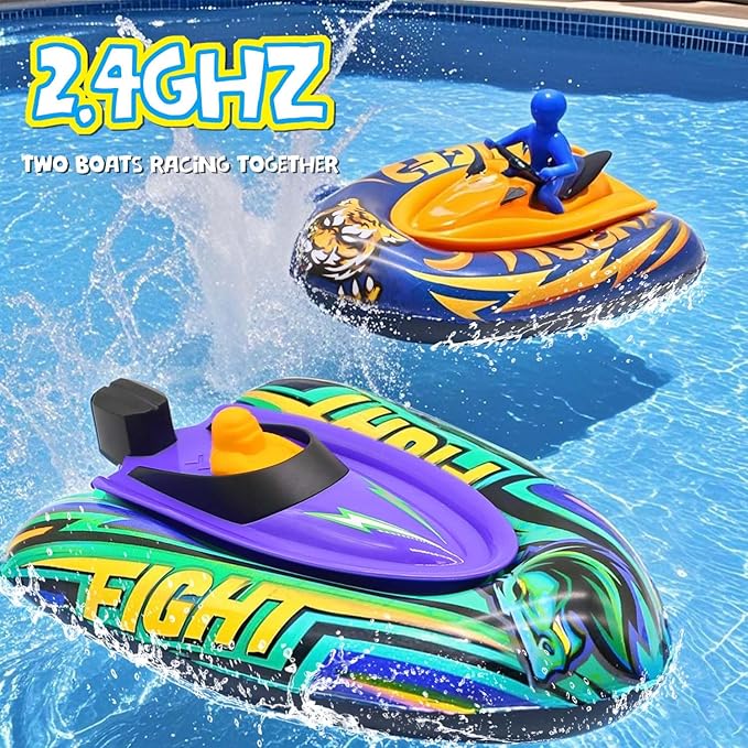 Remote Control Boat for Kids with Inflatable Bumper Rechargeable Battery USB Charge rc Boat for Pool Kids 8-12 Years Birthday Gift Summer Water Toy Purple
