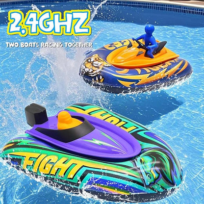 Remote Control Boat for Kids with Inflatable Bumper Rechargeable Battery USB Charge rc Boat for Pool Kids 8-12 Years Birthday Gift Summer Water Toy Purple