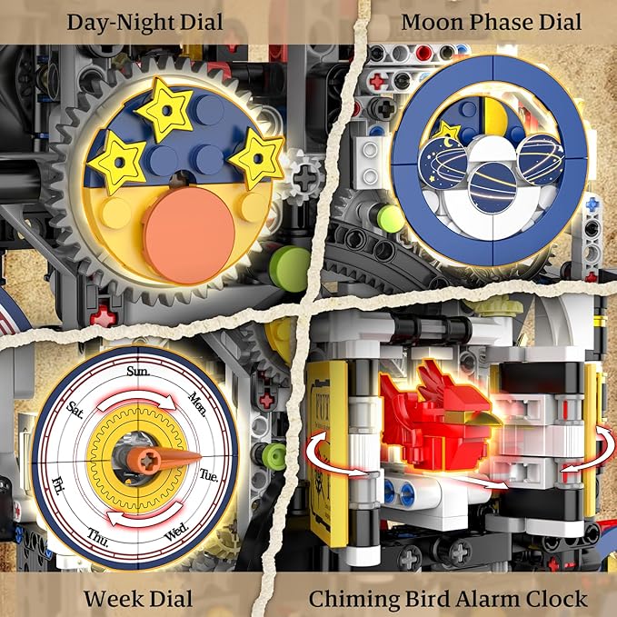 Mould King Cyberpunk Clock Building Set 10159 APP Control Smart Clock with 4 Dials &amp Chiming Bird Alarm 3181+ PCS Large Building Kit Home Desk Decor Collectible Building Toys for Adults Age 14