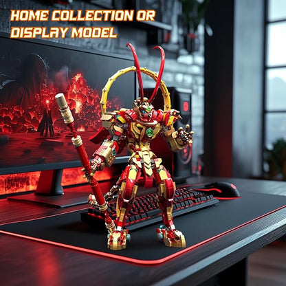 NUTCRACKER Monkey King Mech Building Set for Adult - Cool Action Figure Wukong Mech Toy Block Set Monkie Kid Collection Display Model Valentine's Day Gift for Boys Girls (1393Pieces