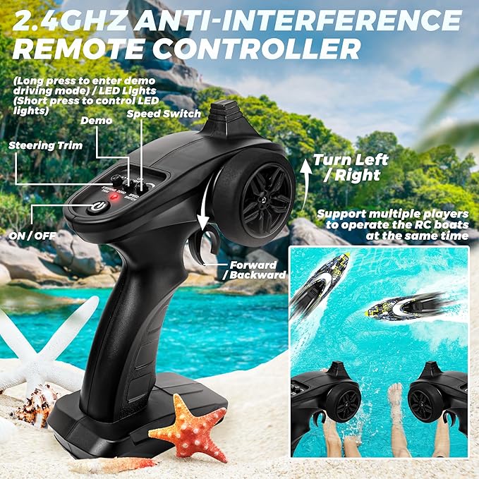 BEZGAR TX123 Remote Control Boats - Fast Speed RC Boat 32+ KPH with A Portable Suitcase for Lakes &amp Pools &amp Salt Water Summer Toys for Adults and Ideal Gifts for Kids Boys Age 6 7 8-12 Years