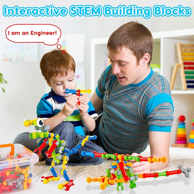Kids STEM Building Toys for 3 4 5 6 7 8+ Year Old Boy Girl Birthday Gift 125 Pcs Preschool Classroom Educational Building Blocks Stem Kits Activities Ages 3-5 4-8 5-7 6-8 Engineering Creative Games