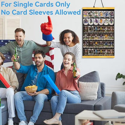 36 Cards Display Case - 35PT Graded Sports Card Frame - with PVC Protection &amp Clear View for Baseball Football Basketball Trading Card Wall Display Natural