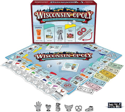 Late for The Sky Wisconsin-Opoly Board Game – Family Strategy Party Game for 2-6 Players Ages 8+ – Buy Properties Build Cabins &amp Lodges – Wisconsin Gift